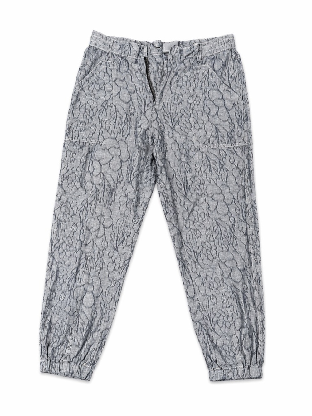 Anthropologie Blue and Cream Textured Drawstring Joggers (ankle)